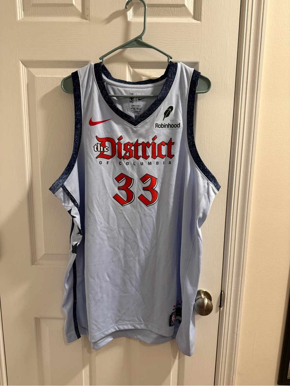 NBA White Basketball Jersey with Red & Navy Accents